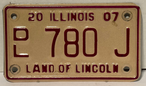 2007 Illinois Motorcycle Dealer Dealership License Plate DL 780J Harley Davidson   - TvMovieCards.com