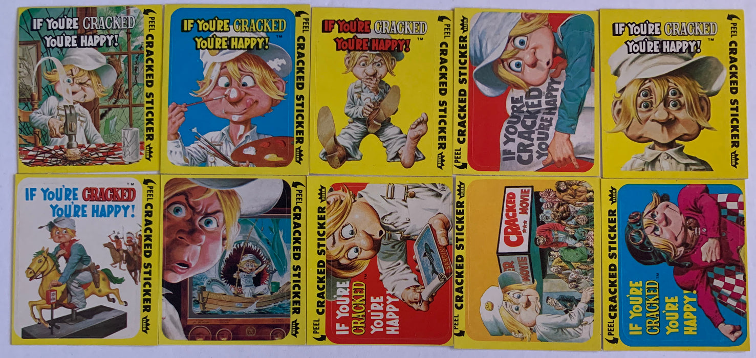 Best of Cracked Magazine  Vintage Trading Sticker Card Set 10 Stickers Fleer 1978   - TvMovieCards.com