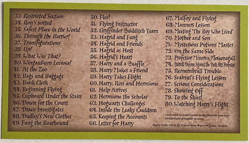 Harry Potter and the Sorcerer's Stone Widevision Base Card Set 81 Cards 2001   - TvMovieCards.com