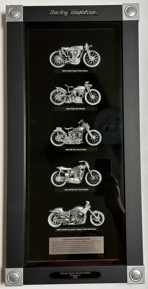 2009 Harley Davidson Motorcycle Racing Machines Pewter Shadowbox Display Set   - TvMovieCards.com