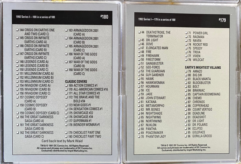 DC Cosmic Base Trading Card Set 180 Cards Impel 1992 DC Comics   - TvMovieCards.com