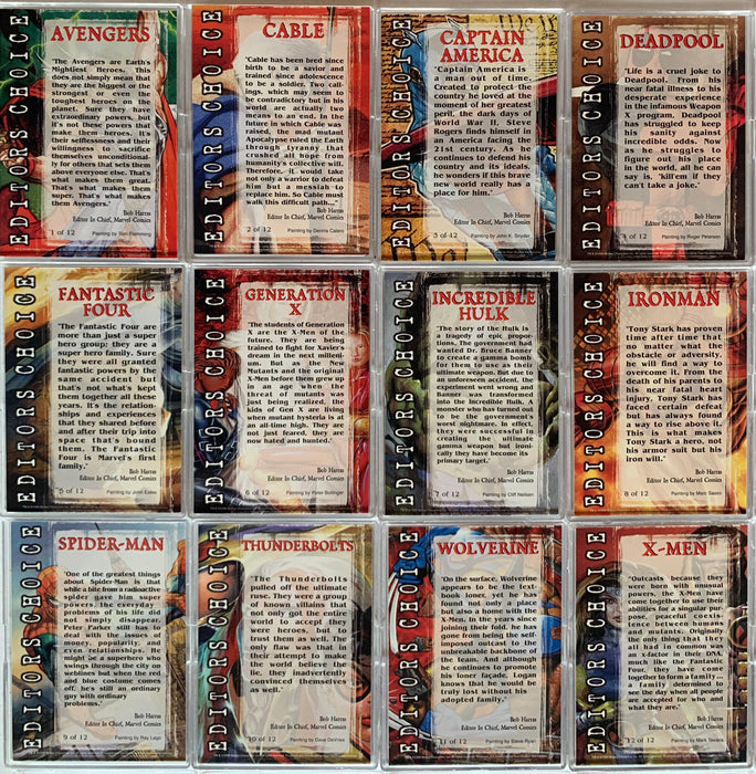 Marvel Creators Coll. Editor's Choice Chase Card Set 12 Cards Fleer Skybox 1998   - TvMovieCards.com