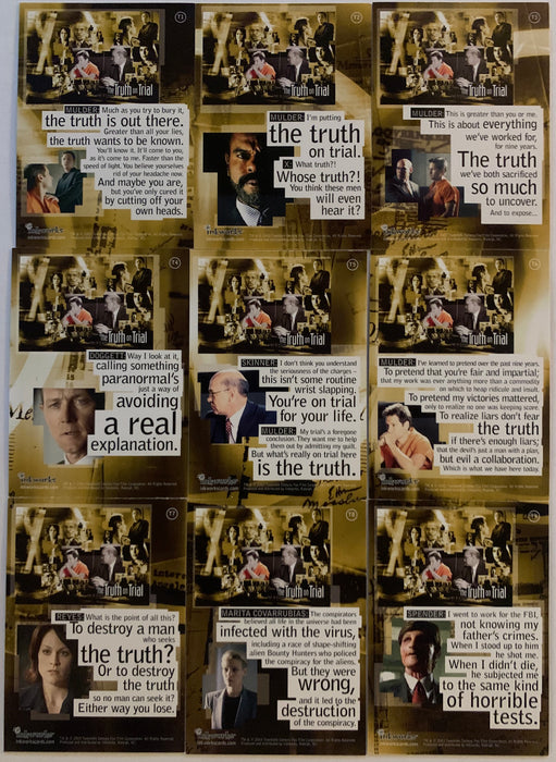 The X-Files Season 9 Truth on Trial Chase Card Set 9 Cards T1 - T9  Inkworks 2003   - TvMovieCards.com