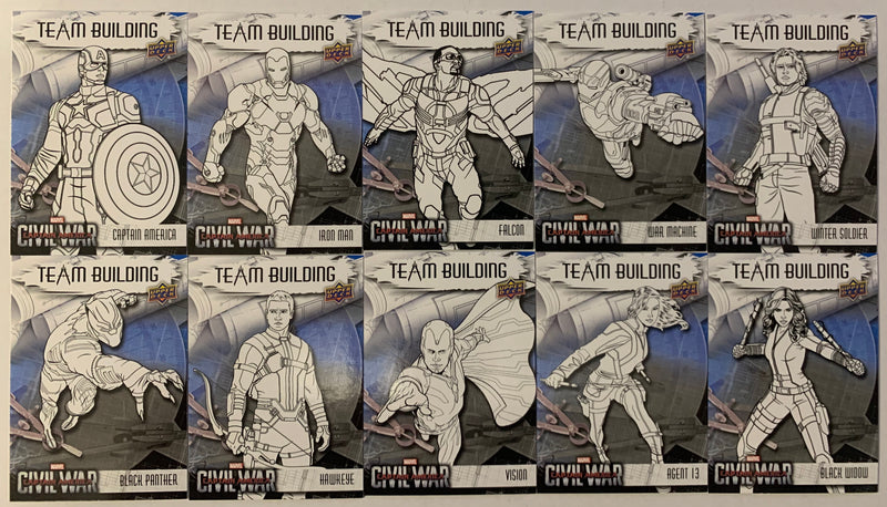 Captain America Civil War Team Building Chase Card Set 10 Cards BT-1 - BT10  UD   - TvMovieCards.com