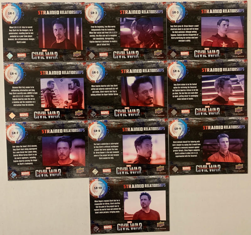 Captain America Civil War Strained Relationships Chase Card Set (10) SR-1 - SR- - TvMovieCards.com