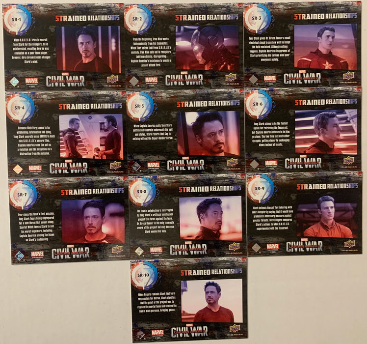 Captain America Civil War Strained Relationships Chase Card Set 10 Cards SR-1 -   - TvMovieCards.com