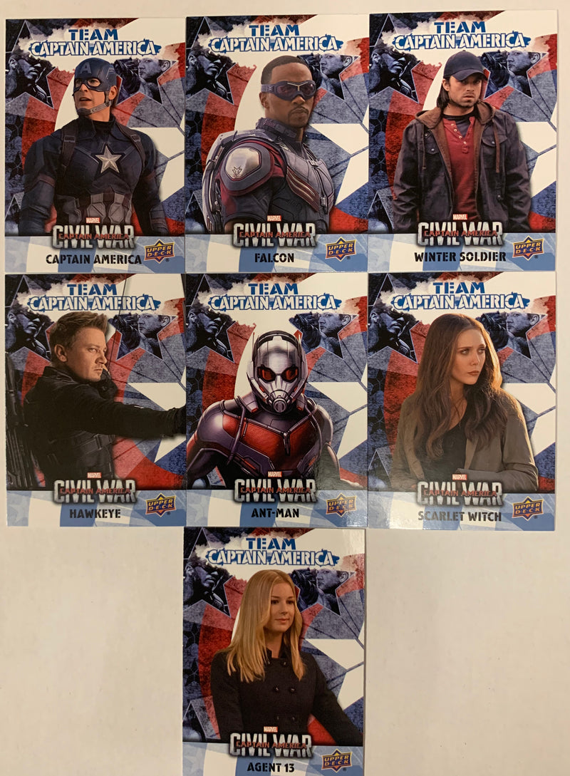 Captain America Civil War Team Captain Chase Card Set 7 Cards CAB-1 - CAB-7 UD - TvMovieCards.com