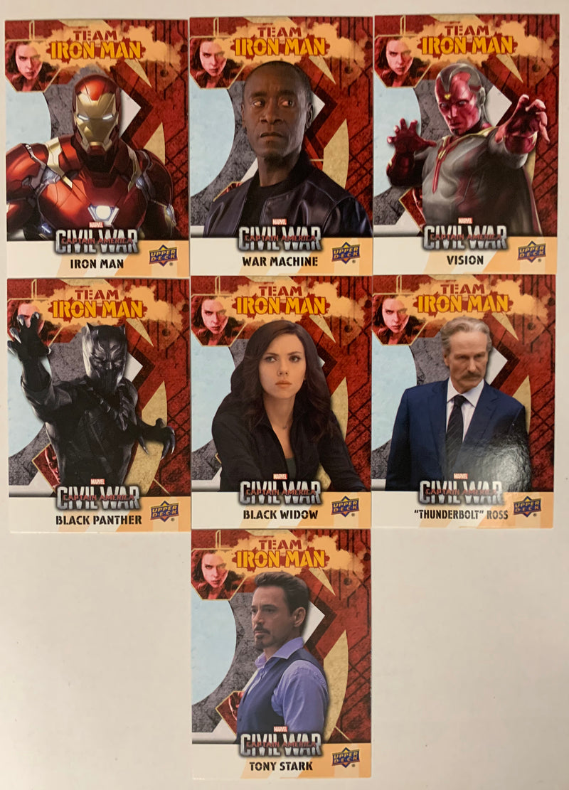 Captain America Civil War Team Iron Man Chase Card Set 7 Cards IMB-1 - IMB-7 UD - TvMovieCards.com
