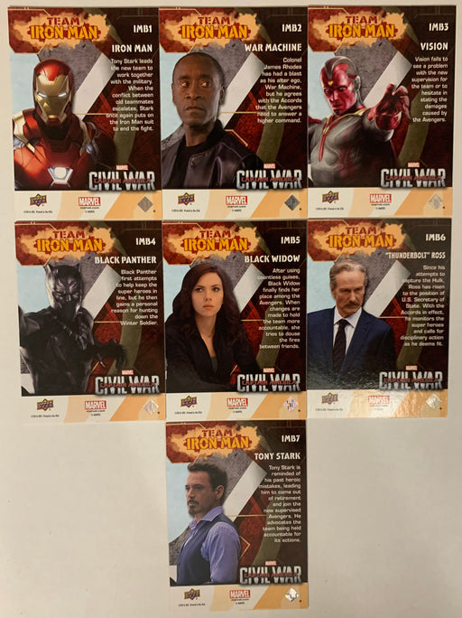 Captain America Civil War Team Iron Man Chase Card Set 7 Cards IMB-1 - IMB-7 UD - TvMovieCards.com