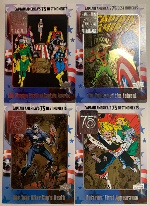 4 Captain America Silver Foil 75th Best Moments Card  4 Cards BM9 BM11 BM46 BM65 UD 2016   - TvMovieCards.com