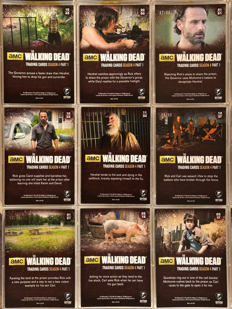 Walking Dead Season 4 Part 1 Silver Foil Parallel Complete Base Trading Card Set - TvMovieCards.com