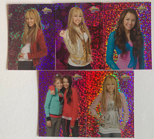 Hannah Montana Pop Star Quiz Glitter Stickers Chase Card Set (5) Topps 2008   - TvMovieCards.com