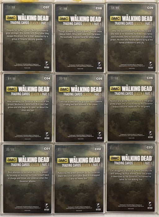 Walking Dead Season 4 Part 1 Silver Foil Character Bios Chase Card Set C01-C09 - TvMovieCards.com