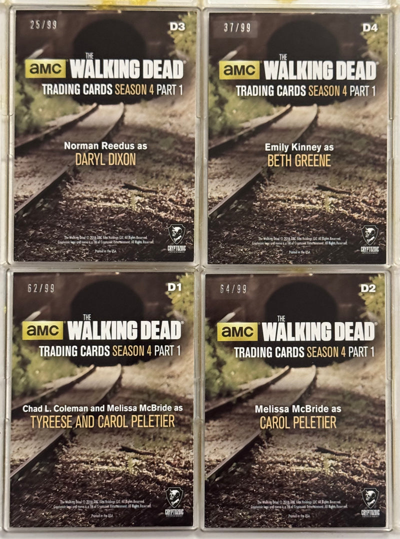 Walking Dead Season 4 Part 1 Silver Foil Posters Chase Card Set D1-D4 - TvMovieCards.com