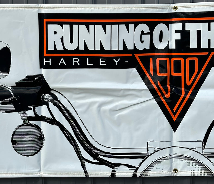 1990 Harley Davidson Dealer Showroom Banner "Running of the Hogs" 32" x 96"   - TvMovieCards.com