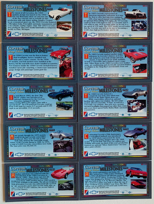 Corvette Heritage Milestone 10 Chase Card Set  Collect-A-Card 1996   - TvMovieCards.com