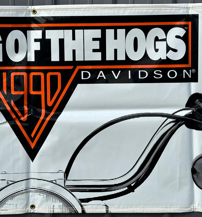 1990 Harley Davidson Dealer Showroom Banner "Running of the Hogs" 32" x 96"   - TvMovieCards.com