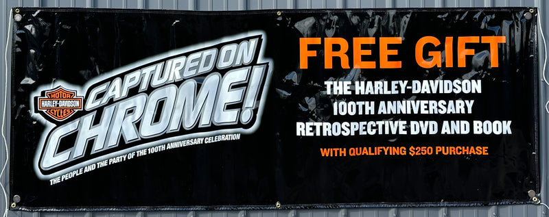 2004 Harley Davidson Dealer Showroom Banner "Captured on Chrome" 36" x 96"   - TvMovieCards.com