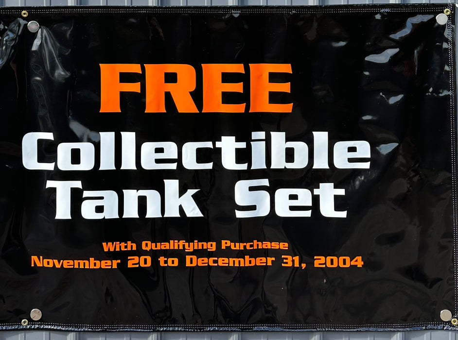 2004 Harley Davidson Dealer Showroom Banner Tis the Season To Give Tanks 36 x 96   - TvMovieCards.com