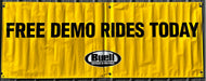 Buell American Motorcycle Dealer Showroom Banner "Free Demo Rides" 36 x 96   - TvMovieCards.com