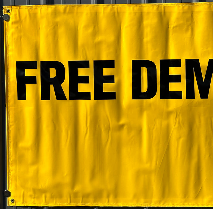 Buell American Motorcycle Dealer Showroom Banner "Free Demo Rides" 36 x 96   - TvMovieCards.com