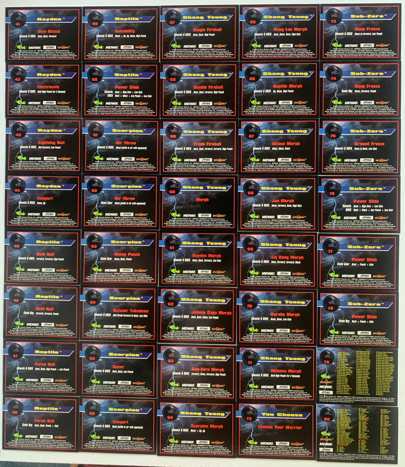 Mortal Kombat Series 2 Base Trading Card Set 80 Cards Classic Games 1994   - TvMovieCards.com