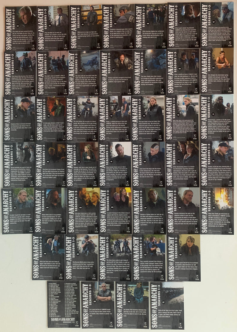 Sons of Anarchy Season 1 - 3 Complete Base Trading Card Set (100) Cryptozoic 201 - TvMovieCards.com