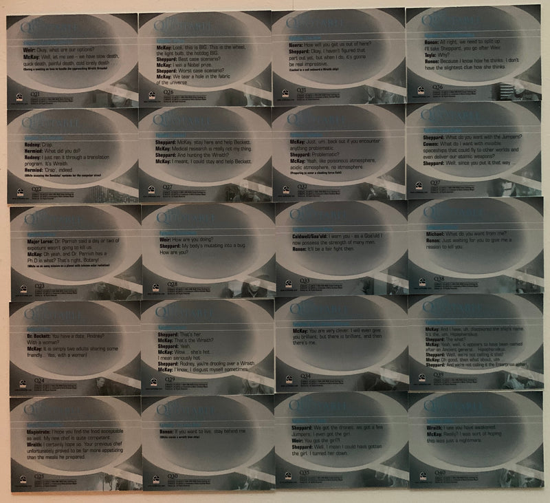 Stargate Atlantis Season 2 Two Quotable Chase Card Set Q21 - Q40 Rittenhouse 200 - TvMovieCards.com