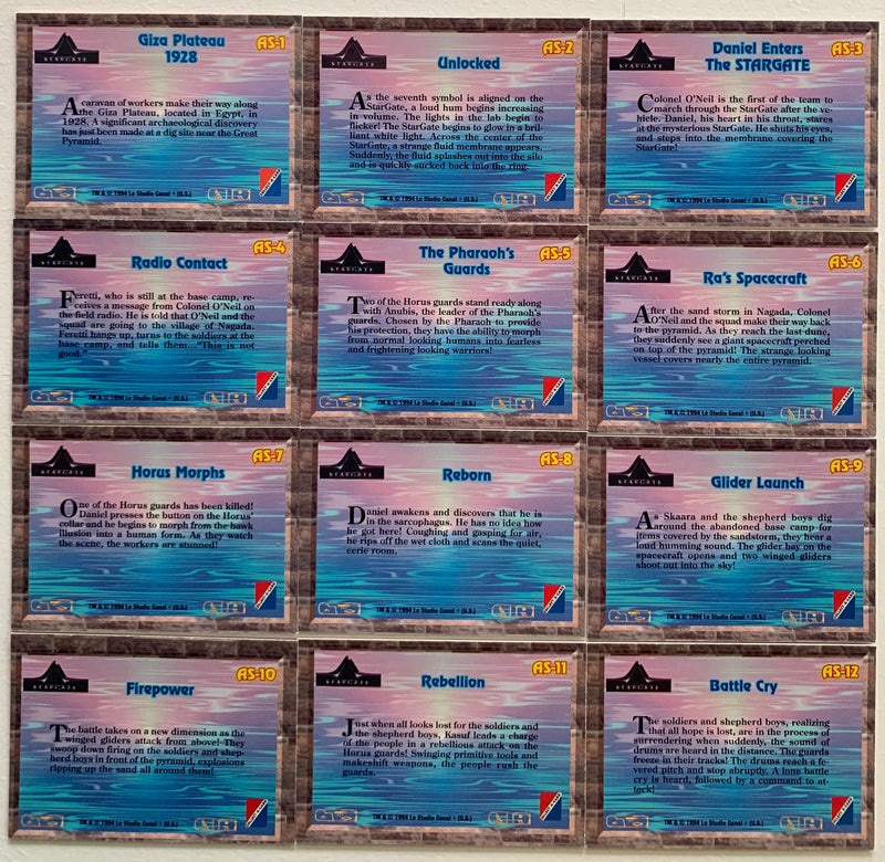 Stargate Movie Adventure Chase Card Set AS-1 thru AS-12 Collect-A-Card 1994   - TvMovieCards.com