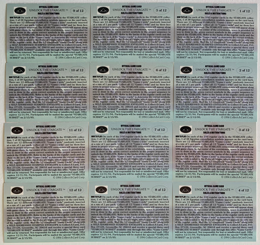 Stargate Movie Video Game Chase Card Set 12 Cards Collect-A-Card 1994   - TvMovieCards.com