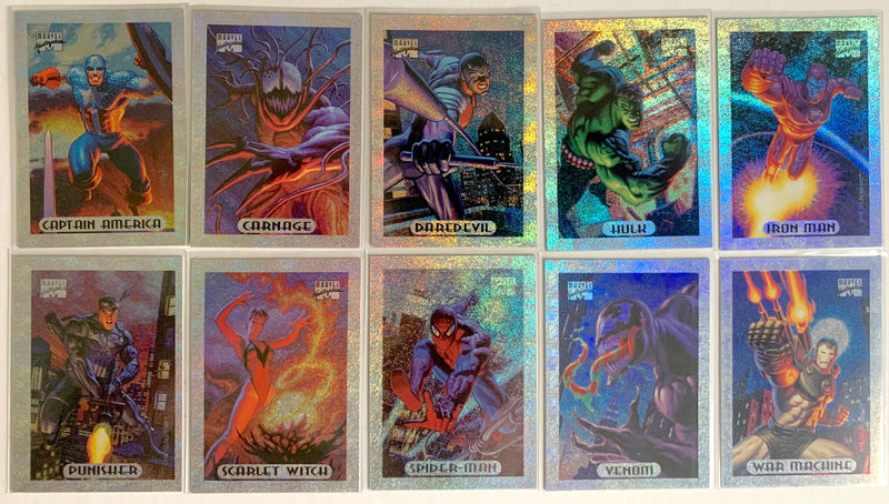 1994 Marvel Masterpieces III Silver Holofoil Chase Card Set 10 Cards Fleer - TvMovieCards.com