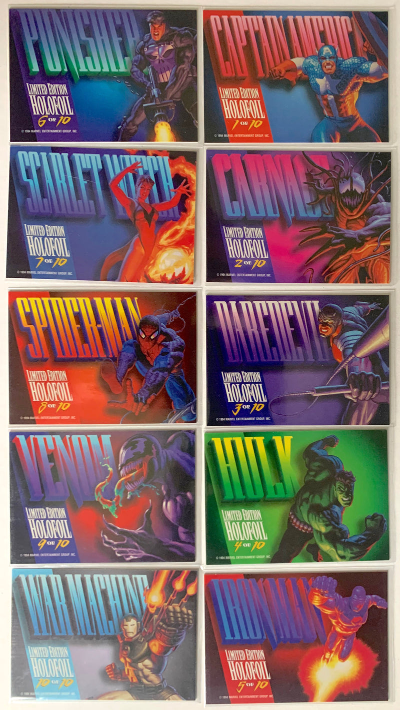 1994 Marvel Masterpieces III Silver Holofoil Chase Card Set 10 Cards Fleer - TvMovieCards.com
