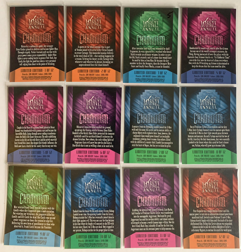 Marvel 1995 Fleer Flair Annual Chromium Chase Card Set 12 Cards   - TvMovieCards.com