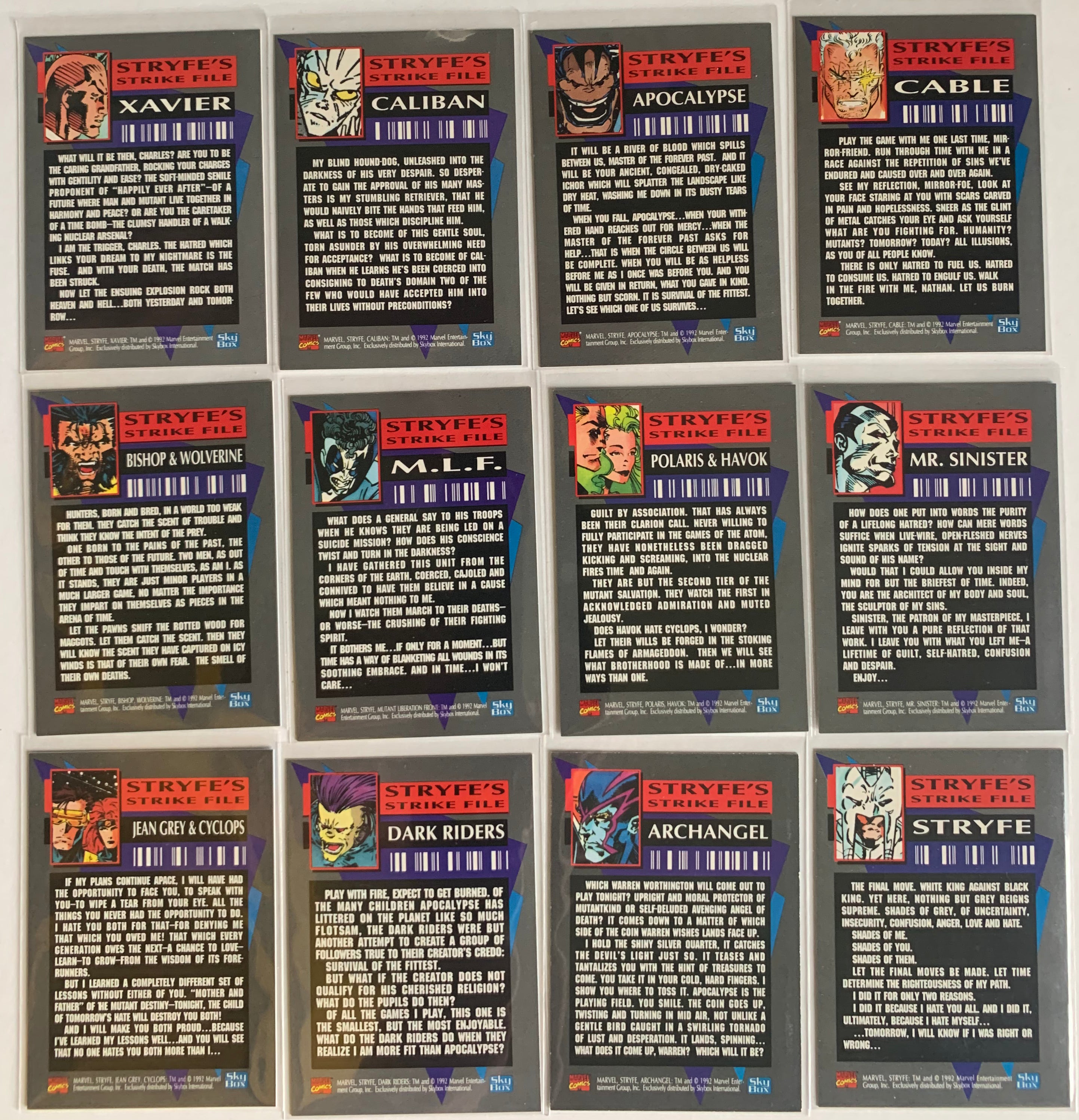 Marvel X-Cutioner's Song Comic Book Inserts Trading Card Set 12