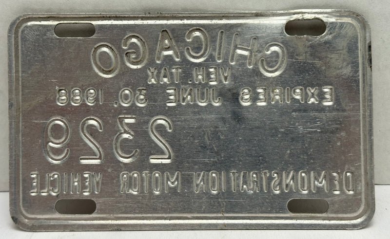 1988 Chicago Illinois Tax Tag Demonstration Motor Vehicle License Plate   - TvMovieCards.com