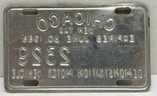 1988 Chicago Illinois Tax Tag Demonstration Motor Vehicle License Plate   - TvMovieCards.com