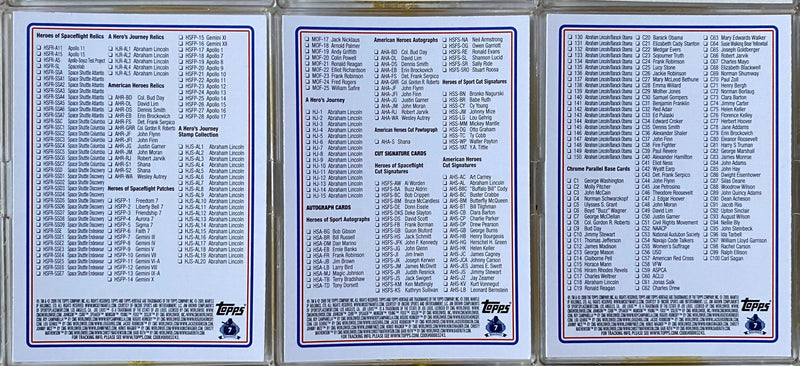 American Heritage Heroes Base Trading Card Set 125 Cards Topps 2009   - TvMovieCards.com