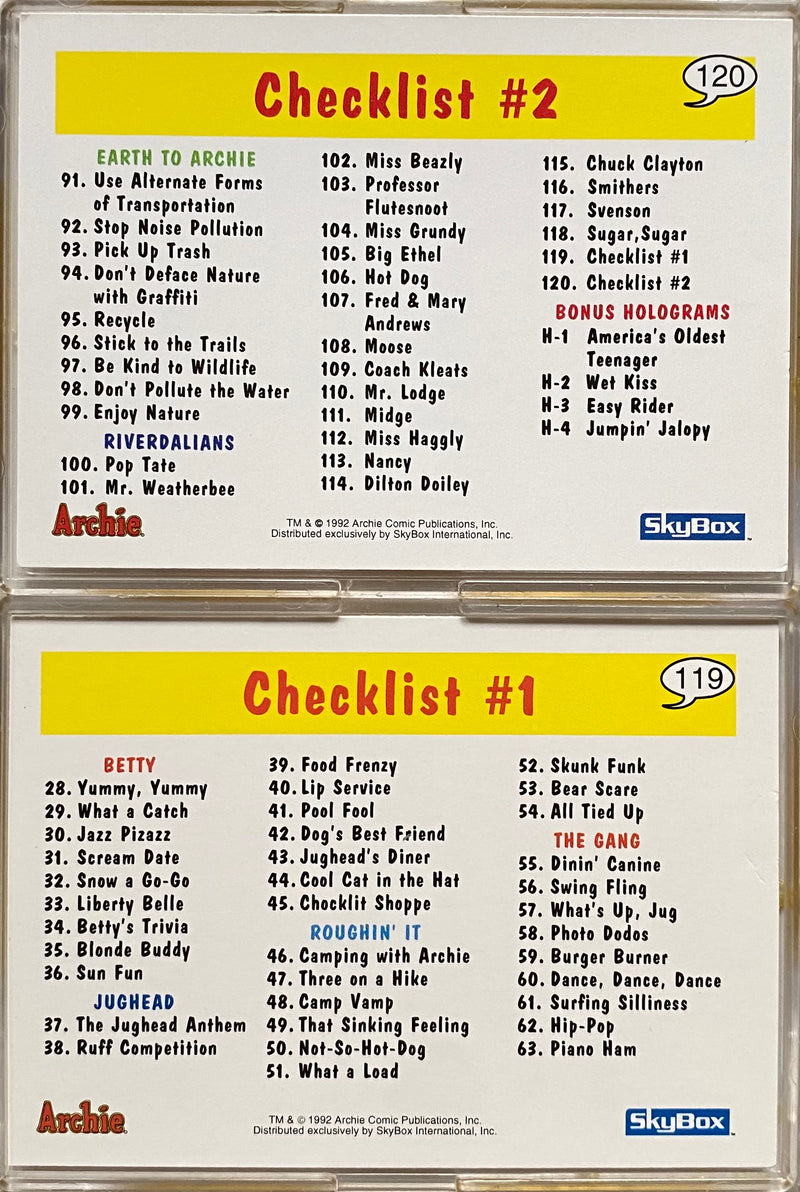 Archie Comic Base Trading Card Set 120 Cards Skybox 1992   - TvMovieCards.com