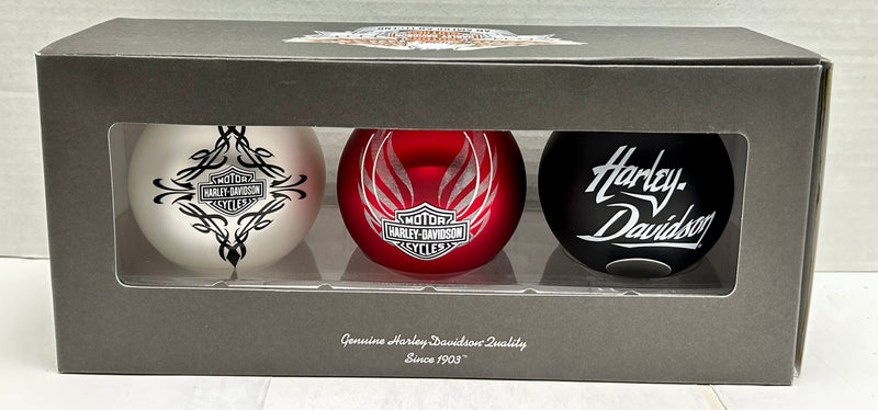 2009 Harley Davidson 3-Pack Ball Glass Holiday Ornament 96995-09V   - TvMovieCards.com