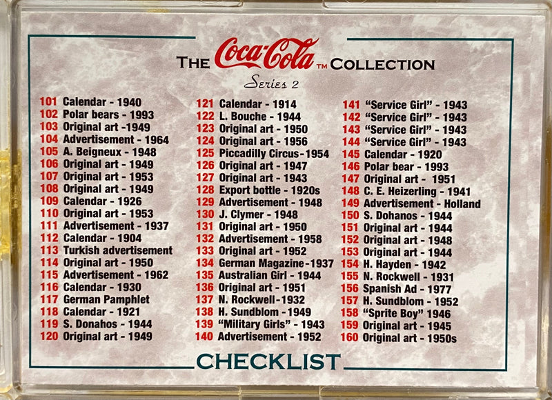 Coca-Cola Collection Series 2 Base Card Set 100 Cards Collect-a-Card 1994   - TvMovieCards.com