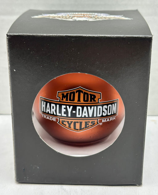 2009 Harley Davidson Ball Glass Happy Holiday Ornament 96916-10V Orange   - TvMovieCards.com