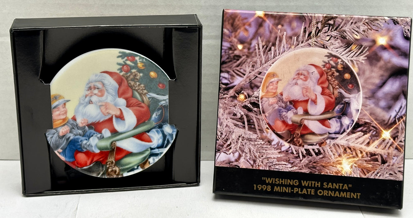 1998 Harley Davidson Ornament Mini Plate - Wishing With Santa 97904-99Z   - TvMovieCards.com