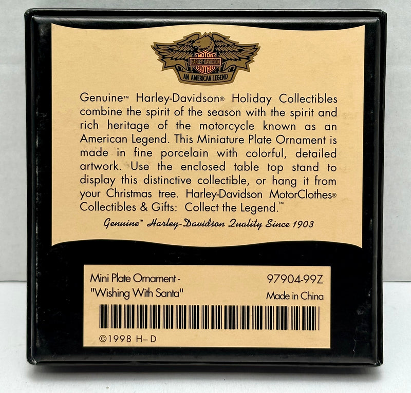 1998 Harley Davidson Ornament Mini Plate - Wishing With Santa 97904-99Z   - TvMovieCards.com