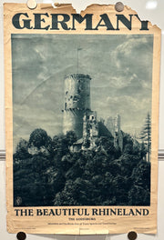 1930s Germany Original Travel Tourism Poster Godesburg Castle 19x29 - TvMovieCards.com