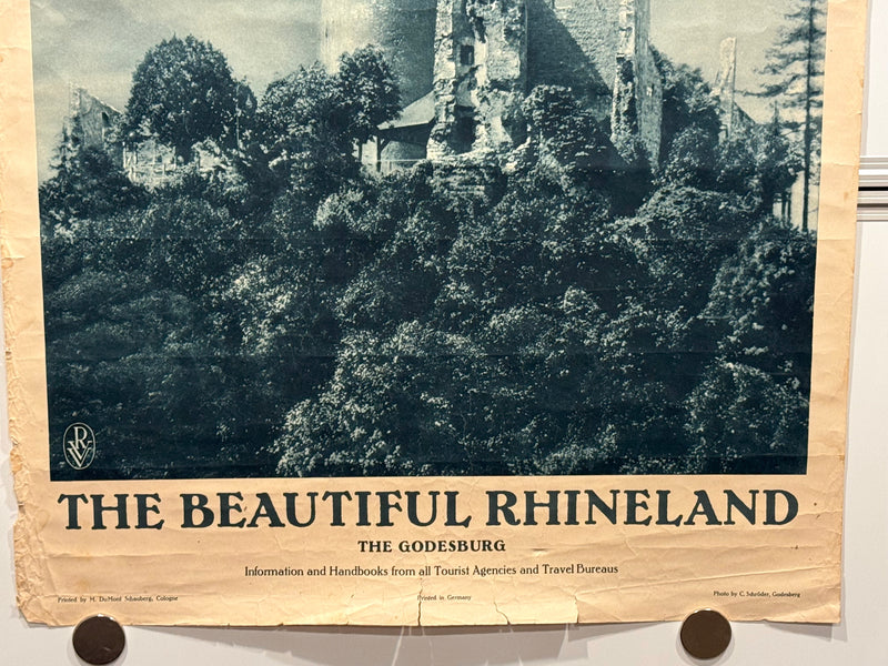 1930s Germany Original Travel Tourism Poster Godesburg Castle 19x29 - TvMovieCards.com
