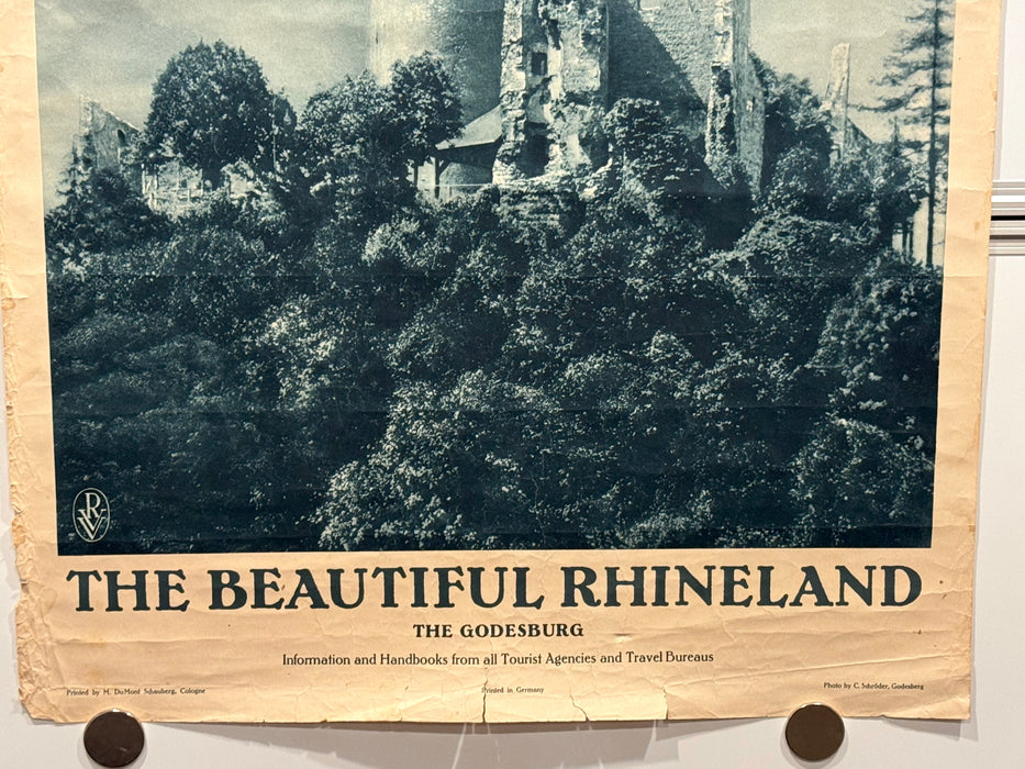 1930s Germany Original Travel Tourism Poster Godesburg Castle 19x29 - TvMovieCards.com