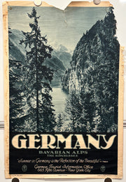 1930s Germany Original Travel Tourism Poster Bavarian Alps 19x29 - TvMovieCards.com