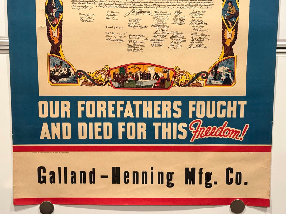 1942 World War II WW2 Original Propaganda Poster Declaration of Independence - TvMovieCards.com