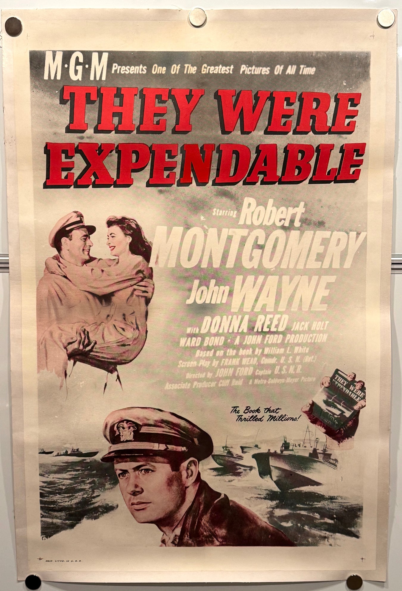 1950R They Were Expendable Original 1SH Movie Poster On Linen 27x41 John Wayne - TvMovieCards.com