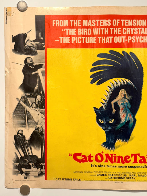 1971 Cat O'Nine Tails Original 1/2 Half Sheet Movie Poster 22x28 James Franciscu - TvMovieCards.com